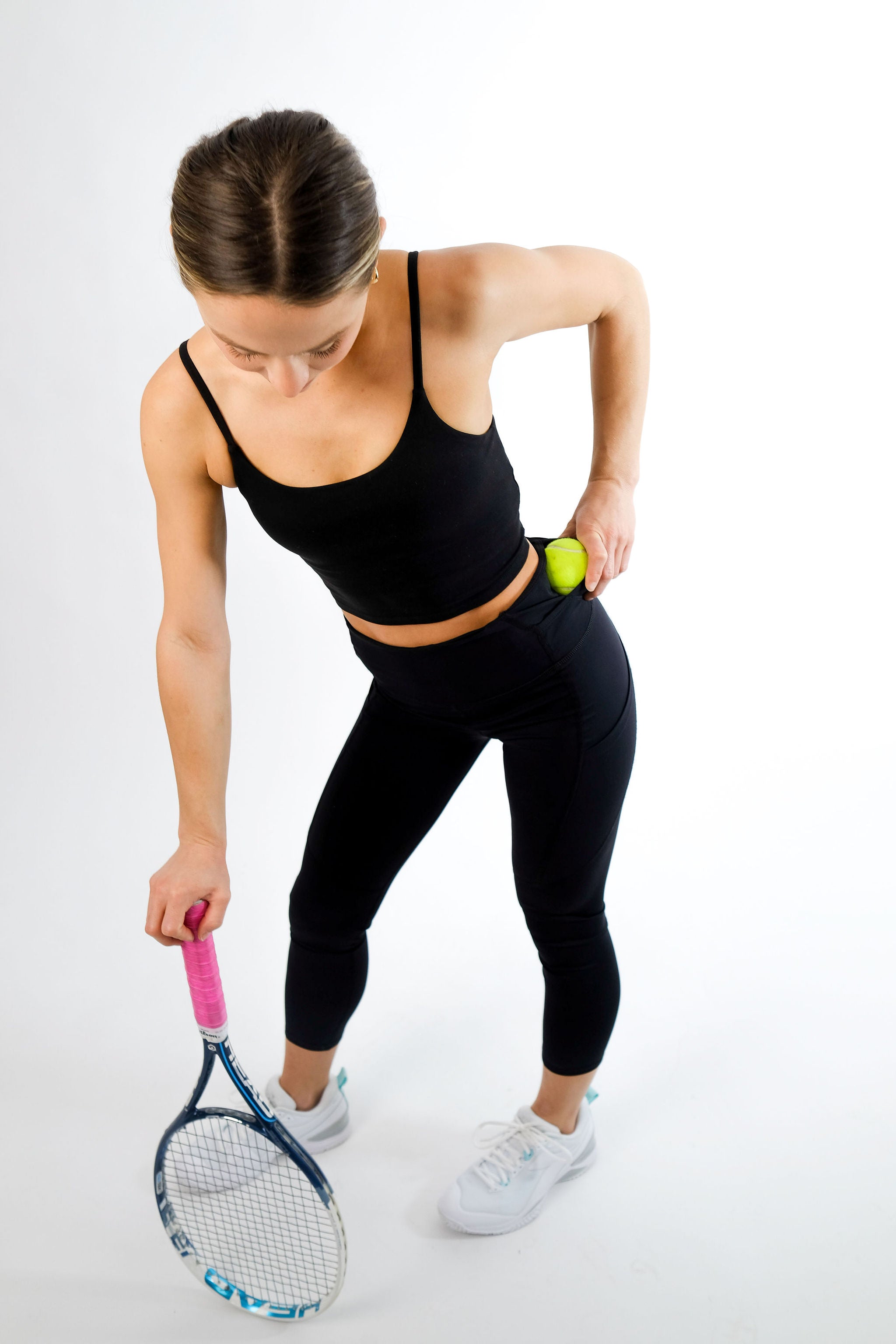 Woman need pants that can fit balls too.  Tennis clothes, Leggings design,  Tennis